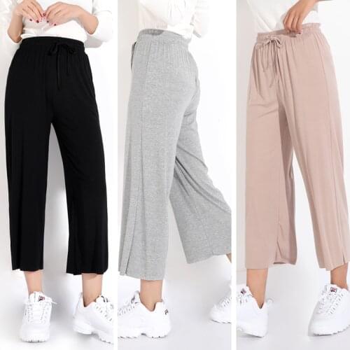 Black pants Home Casual Out Pants soft Solid Modal Long Pants Plus Size Women Sleep bottoms Female Lounge Wear Night pants