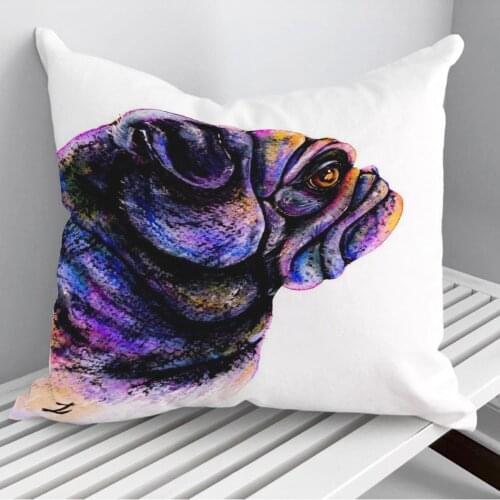 Black Pug Throw Pillows Cushion Cover On Sofa Home Decor 45*45cm 40*40cm Gift Pillowcase Cojines Dropshipping