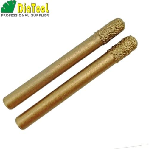 DIATOOL 2PCS Vacuum Brazed Diamond Carving Bits, CNC Engraving Bits For Stone(6/12mm) Ball-end, Diamond Burrs