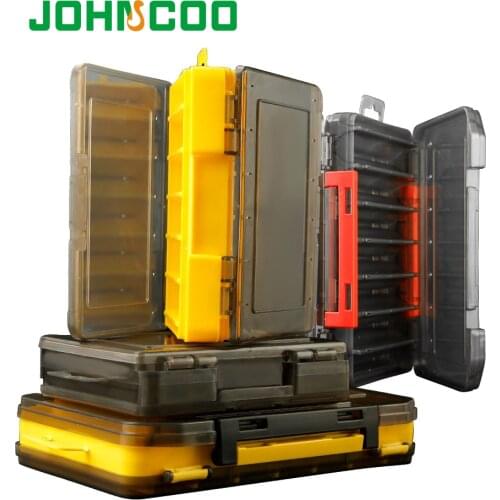 JOHNCOO Double Sided 14/12 Compartments Fishing Tackle Boxes Fishing Lure Box Organizer Fishing Bait Tackle Storage Case