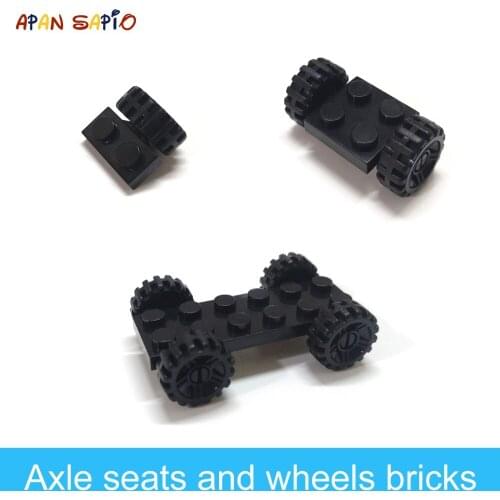 DIY Building Blocks Figures Bricks Axle Seat and Wheels 1x2 2x2 Educational Creative Size Compatible With lego Toys for Children