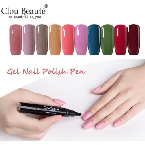 Clou Beaute Gel Nail Polish Pen Pure Color Base Top Need UV Nail Manicure Varnish Hybrid Soak Off Gel Lacquer Lucky Nail Paint