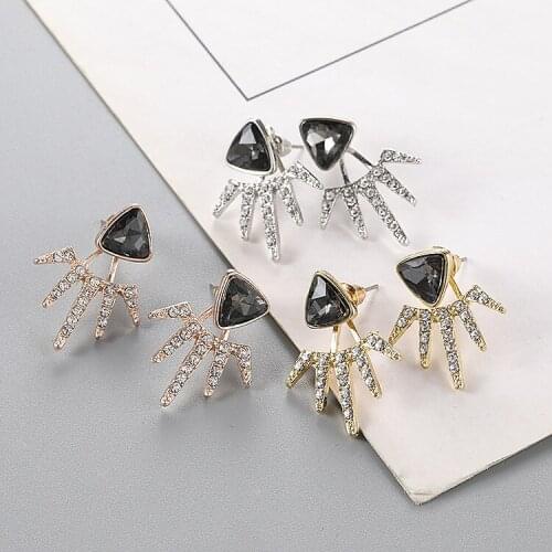 Glamour Earrings Sale Triangle Crystal Multi-angle Earrings Fashion Womens Geometric Three Wear-mounted Personality Earrings