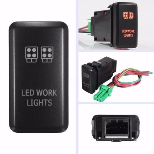 JXLCLYL 12V LED Work Light Push Switch For Toyota Fortuner Hilux Tacoma 2005-2011