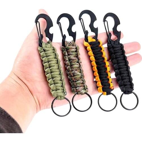 Camping Carabiner Keychain Ring Rope Cord Bottle Survival Kit Military Tactical Paracord Hiking Outdoor Hunting Emergency Tools