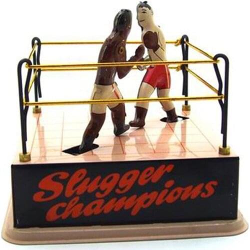 Classic Clockwork Wind up Boxing Ring Boxers Model Home Decoration Tabletop Ornament Kids Toy Birthday Gift Crafts