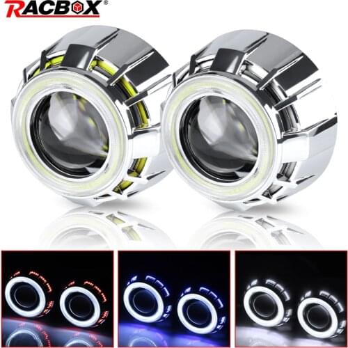 3.0 4.0 inch Dual Angel eye 2.5 inch Bi Led Projector lenses White Red Blue Angel eye Lens Retrofit H7 H4 Car Headlight Assembly