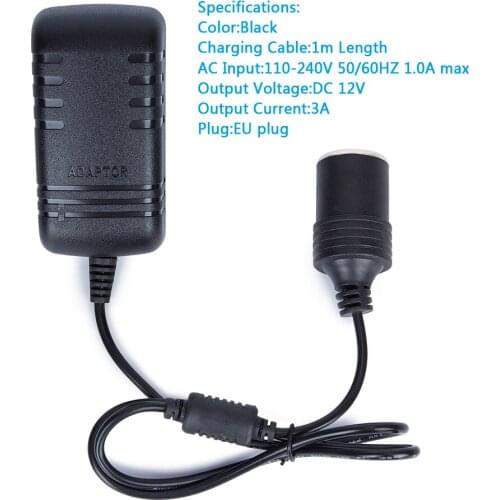 KWOKKERK Mini 3A EU Plug AC to DC Converter 12V 3A Car Cigarette Lighter Socket Adapter Charger for Car GPS E-Dog Massager