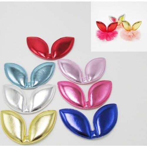 PU patches 8x5cm Padded Felt rabbit ears shape 30pcs/lot garment appliques for decoration DIY hair accessories