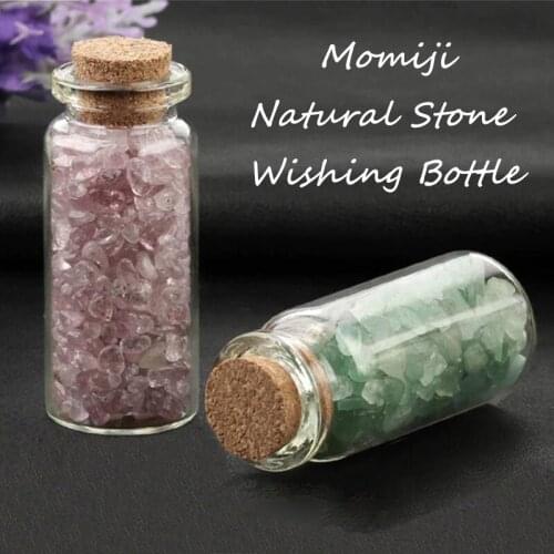 Real Natural Chip Stones Mini Glass Wishing Bottles Healing Crystal Decoration Lucky Drifting Stone Birthday Gifts
