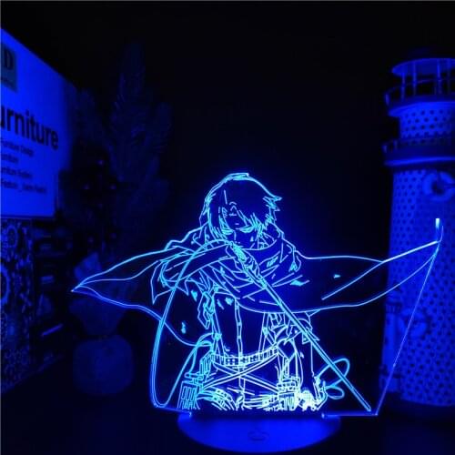 Attack On Titans LED Night Light Levi Ackerman 3D Lamp Bedside Lampara Anime Figure Manga Lighting Lampe Home Decoration Lights