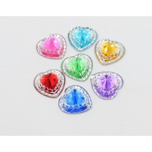 New!!Shining Brightly 12mm 50Pcs Craft Flatback Resin Heart Stone Beads,Flatback Resin Rhinestone For DIY