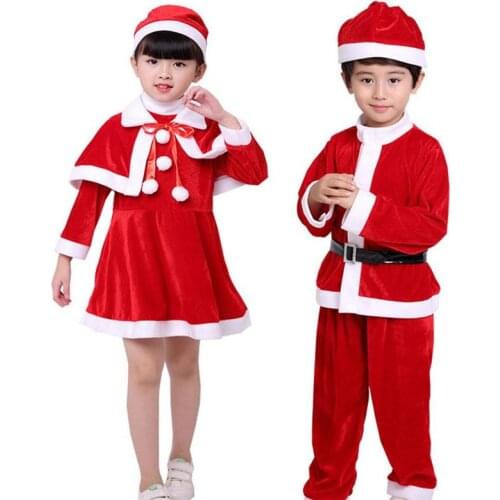 New Childrens Christmas Costumes for Boy Girls New Year Santa Claus Performance Clothes 1 To 10 Years