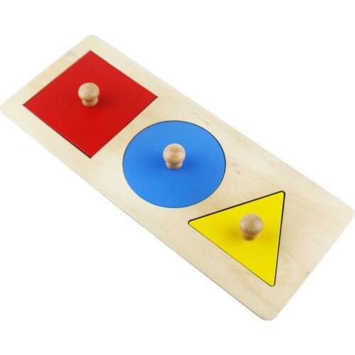Montessori Materials Wooden 3 Shapes Puzzle Montessori Preschool Educational Learning Toys for Children Practical Life Toy L646F