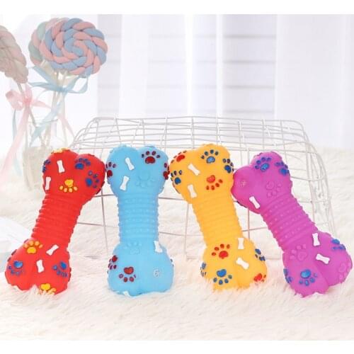 Pets Dog Toys Cute Bone Shape Plastic Molars Squeeze Squeaky Sound Funny Interective Chew Bite Toy Durability Bite Squeak Toys