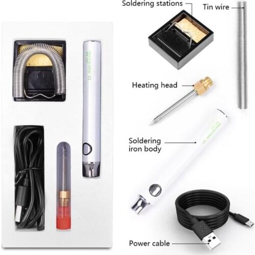 Portable 5V 8W USB Wireless Electric Soldering Iron Kit Welder Cordless Welding Tool Set Combination Hand Tools Kit Weld