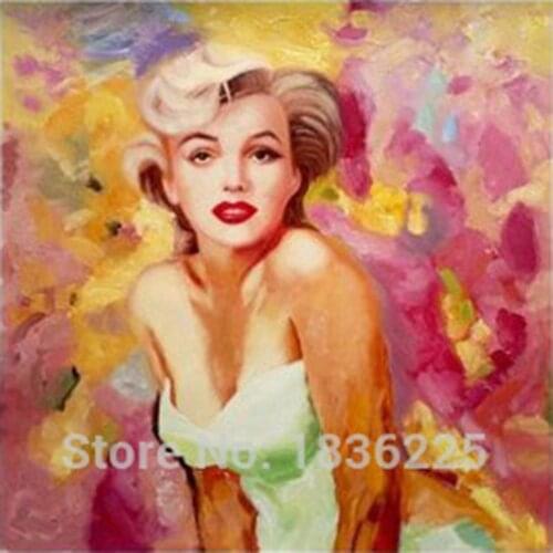 High Skill 100% Handmade Marilyn Monroe Portrait Oil Painting Colorful Background Figure Oil Painting for Home Decor
