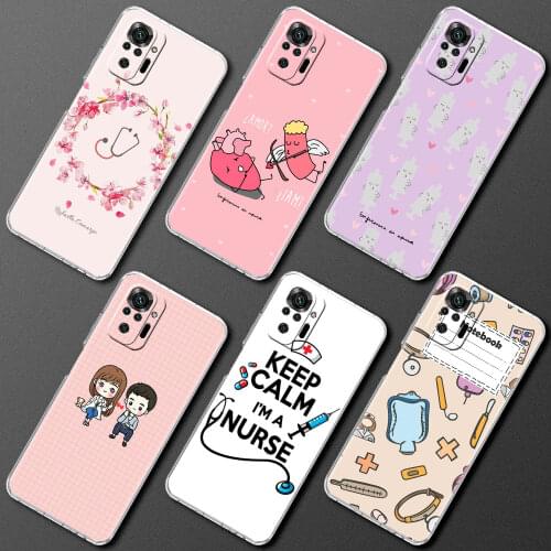 Transparent Case for Xiaomi Redmi Note 9S 9 8 Pro 10S 10 5G 8T 9T 7 Clear Ultrathin Soft Smartphone Cover Nurse Medical Medicine