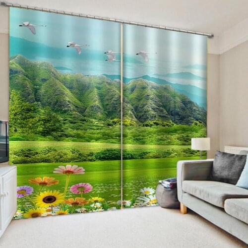 Luxury Blackout 3D Window Curtains For Living Room Bedroom Nature scenery green landscape curtains 3d curtain