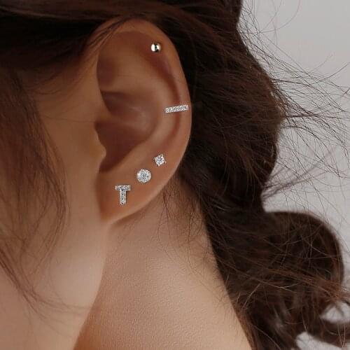 5pcs/lot 925 Sterling Silver Stud Earrings Tiny Ear Piercing Jewelry For Women