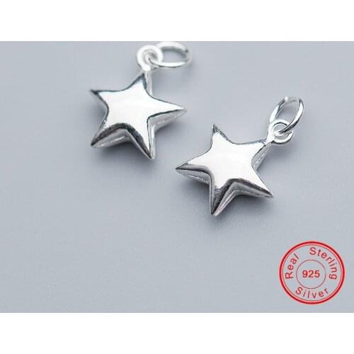 UQBing Simple Elegant Glossy Five-point Star 925 Sterling Silver Charms For Women DIY Jewelry Making Findings