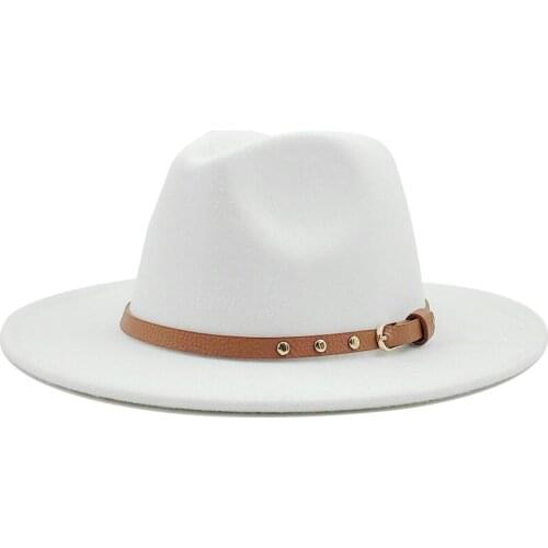 NEW Black/white Girl Wide Brim Simple Church Derby Top Hat Panama Solid Felt Fedoras Hat for Men Women wool Jazz Cap