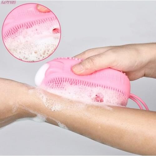 Silicone Body Scrubber Shower Exfoliating Scrub Sponge Bubble Bath Brush Massager Skin Cleaner Cleaning Pad Bathroom Accessories