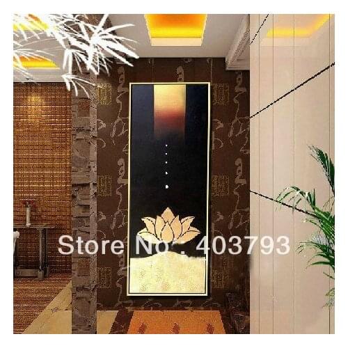 Modern abstract fashion oil painting on canvas Southeast Asia Thai style safe Golden lotus porch painting free shipping