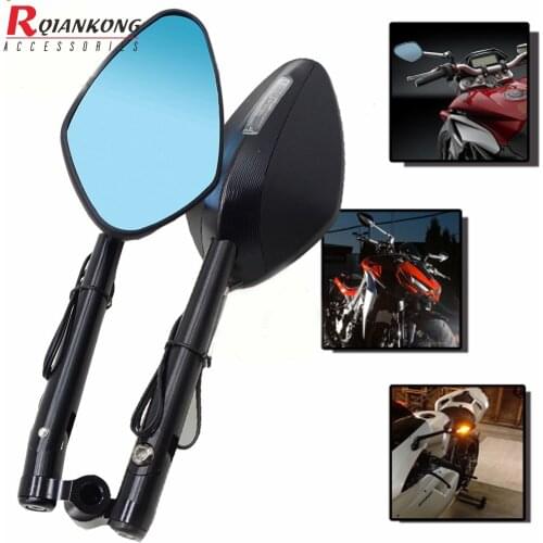 Motorcycle LED Turn Signal Rearview Mirrors For KAWASAKI NINJA 6R 9R 650R 250R 636/YAMAAH YZF R1 R6 R6S/SUZUKI GSXR 600 750 1000