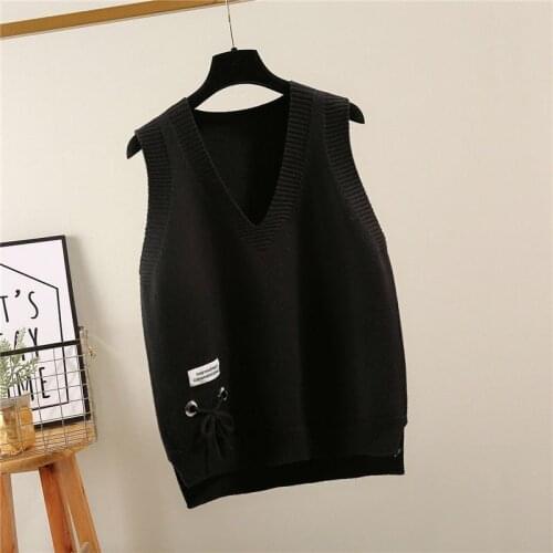 Korean style large size V-neck sweater for female students vest western style casual fashion cotton