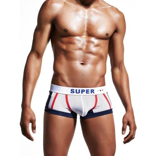 Low Rise Male Underwear Men Boxer Shorts Sexy U convex Design Men Underwear Boxers Mesh Breathable Mens Underpants superbody