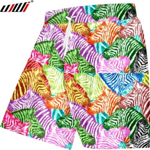 UJWI Hippie Color Zebra Rainbow Guitar 3D Printed Men Hipster Board Shorts Mens Casaul Beach Trousers