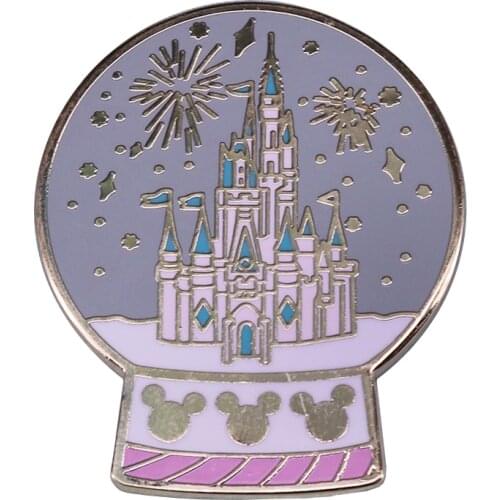 Magical Castle Snow Globe Pin Pastel Crystal Ball Brooch Happy Christmas Kids Gift