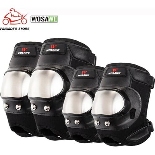 WOSAWE Stainless Steel Elbow Knee Pads Adult Knee Protector Sport Safety for Skiing Motorcycle Racing MTB Cycling Skateboarding