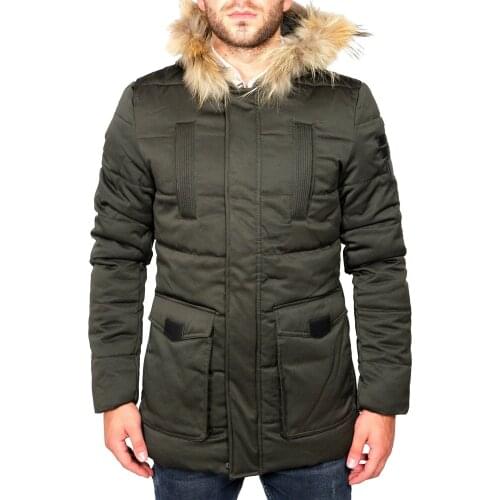Green PARKA padded with fur ENOS & CO PI8903