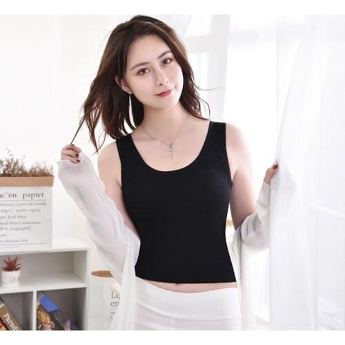 Womens Tank Top Knit Camisole Female Lingerie Sexy Sleeveless Underwear T-Shirt Crop Top Vest Removable Massage Padded Tank Top