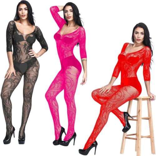 3 Colors plus size Sexy Fishnet Babysuit Women Erotic Lingerie Dress Porno Underwear Teddy BodyStockings Costumes Sex Clothes