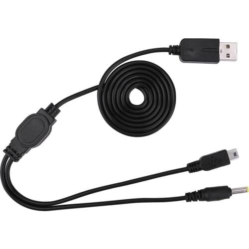 1.2m USB Port Fast Charging Data Cable for SONY PSP 2000 3000 Game Console Newest Charger Power 2 in 1 USB Cable Cord Black