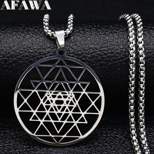 2021 Fashion Yoga Hindu Buddhism Stainless Steel Necklace for Women Silver Color Necklaces Pendants Jewelry gargantilla N19101