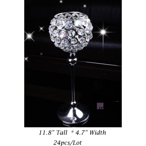 24Pcs/Lot, H30cm*W12cm, Fedex/Ems Free Ship,Ball Shape Crystal Votive Candle Holder, Wedding Centerpiece & Wedding Decoration