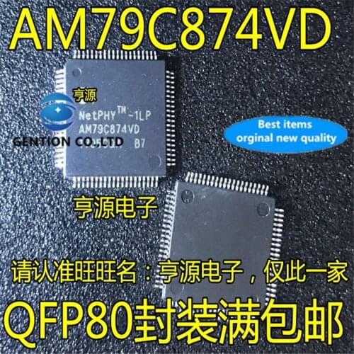5Pcs AM79C874VD AM79C874 AM79C874V Ethernet Transceiver QFP80 in stock 100% new and original