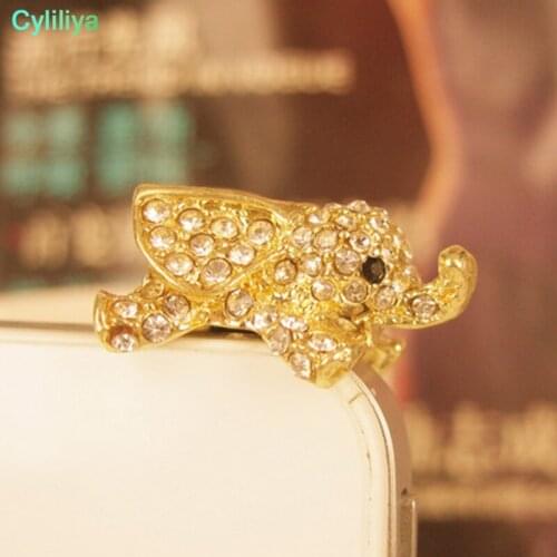 50pcs Elephant Headphone Plug Factory Wholesale 3.5 Universal Dumbo Rhinestone Phone Dust Plug