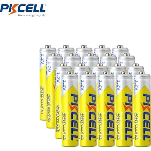 20Pcs PKCELL AAA Battery 1.2V Ni-MH 3A aaa Rechargeable Batteries AAA NIMH 600mAh battery With Cycles 1000 times Real Capacity