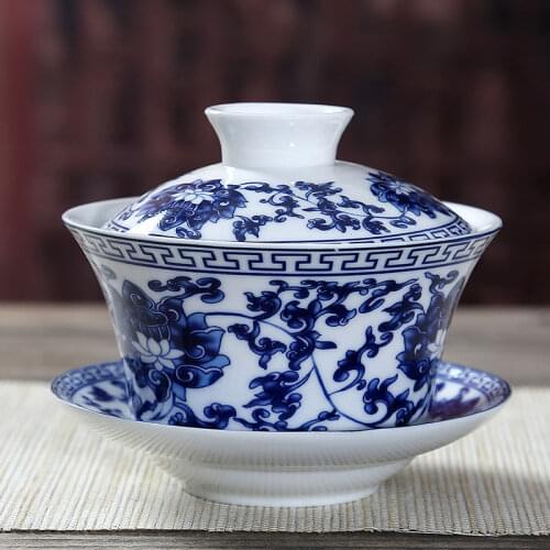 Chinese Traditions Gai Wan Tea Set Blue and White Porcelain Tea Sets Gaiwan Tea Pot Set For Travel Beautiful And Easy Kettle