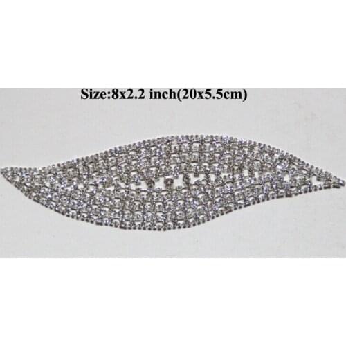 Free Shipping High Quality 5pcs/lot 8''x2.2'' Crystal Rhinestone Applique for Wedding Gown Bridal Sash Evening Wear LSAP016