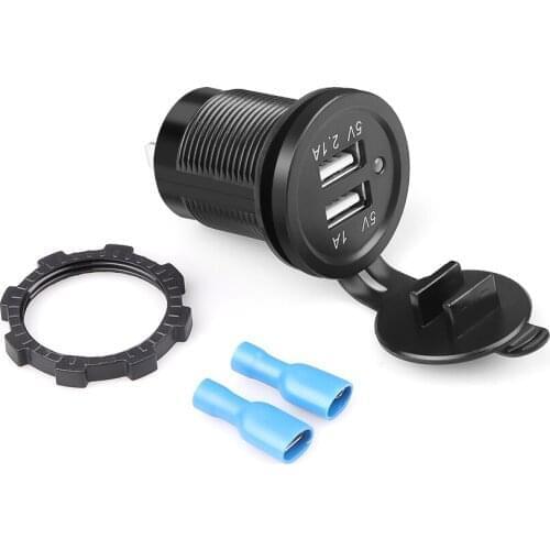 Car Motorcycle 12V/24 Dual Port USB Charger 5V 3.1A Power Outlet Socket For Ipad Iphone Car Boat Mobile Phones Led light