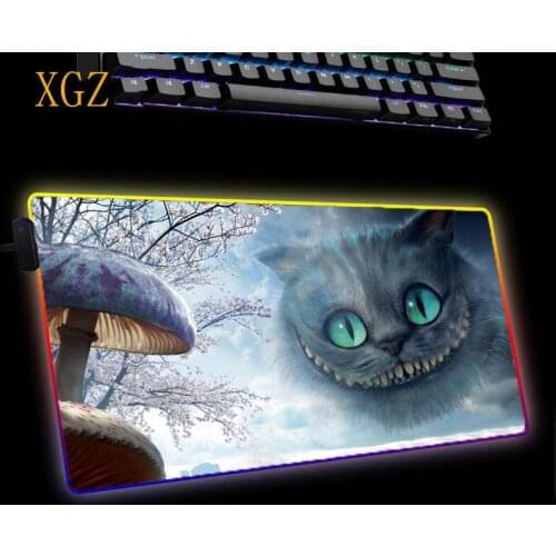 MRGLZY Anime Kitty RGB big mouse pad office company desk pad 7-color LED lighting gaming accessories large keyboard rubber pad