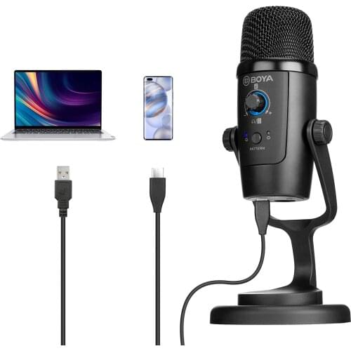 BOYA BY-PM500 Studio Condenser USB Computer Microphone , Desktop Mic for Recording for YouTube, Facebook Live, Games