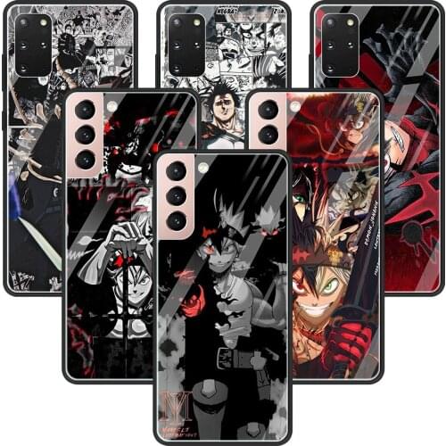 Tempered Glass Case for Samsung S21 S20 Ultra Shell For Galaxy S20 FE S21 S10 S9 S8 Plus S10 Lite S10e Cover Black Clover