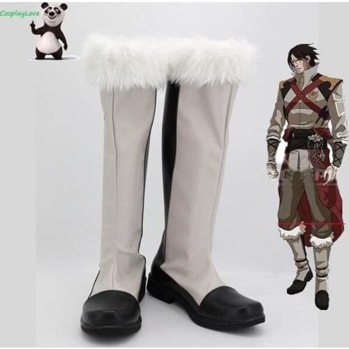 Castlevania Season 2 Anime Trevor Belmont Morningstar Black White Shoes Cosplay Long Boots Leather Custom Made For Halloween